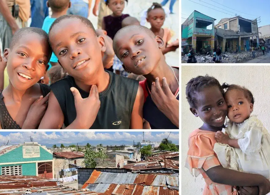 Collage of photos of Haitian children