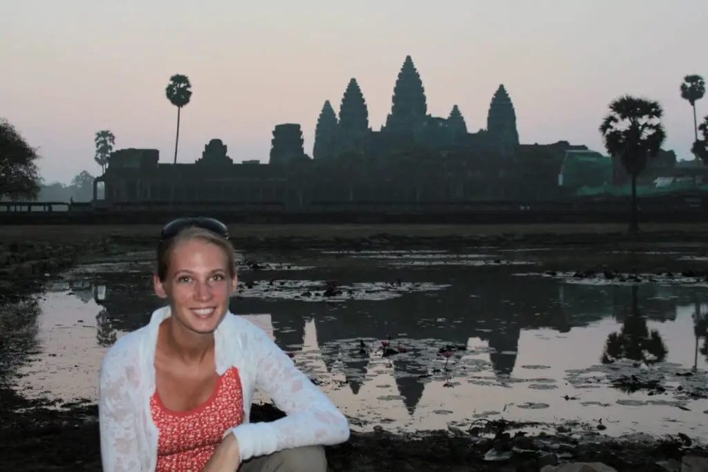 Gwen During Sunrise at Angkor Wat
