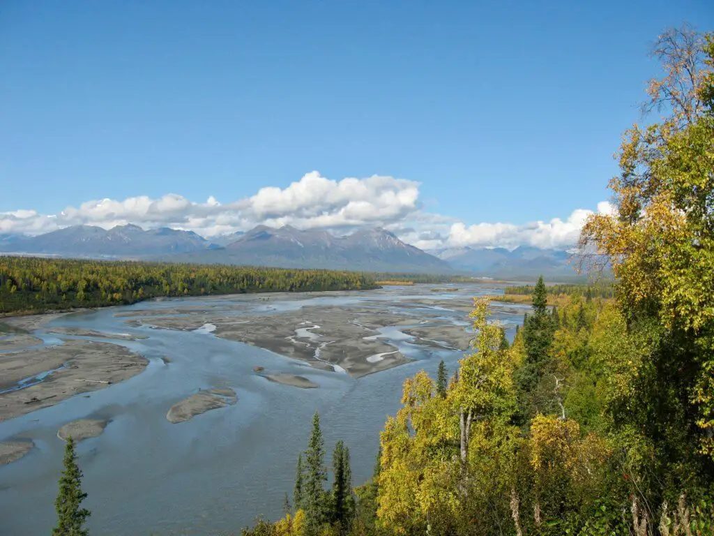 Braided river and mountains