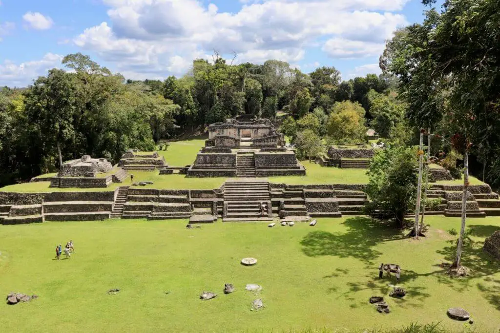 View from a pyramid at Caracol Mayan ruin site in Belize