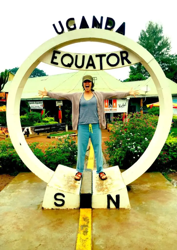 Emily on the equator in Uganda