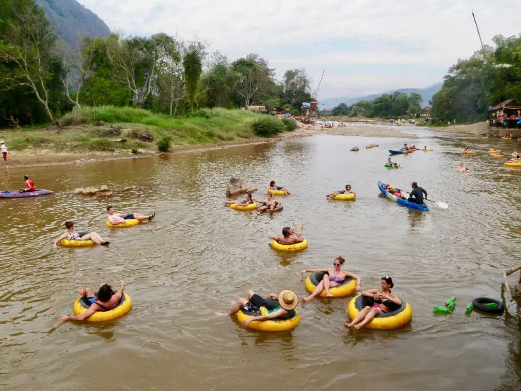 Tubers in the Nam Song River in Vang Vieng, Laos