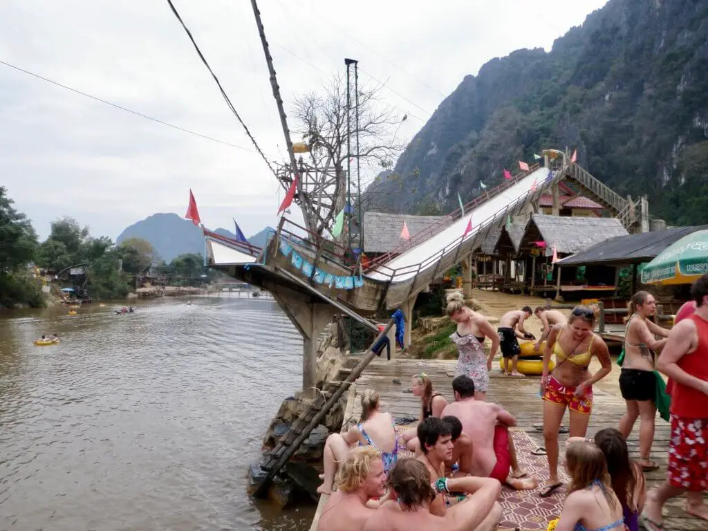 Water slide in Vang Vieng, Laos, where many tubing deaths and injuries occurred.