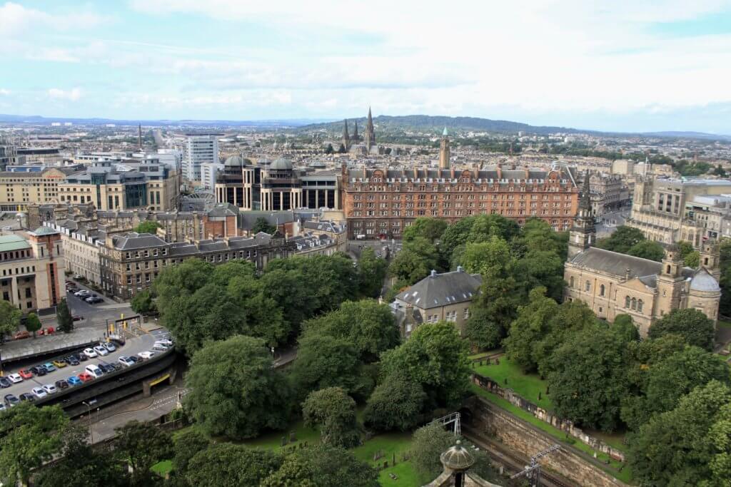 View out over Edinburgh from the castle battlements