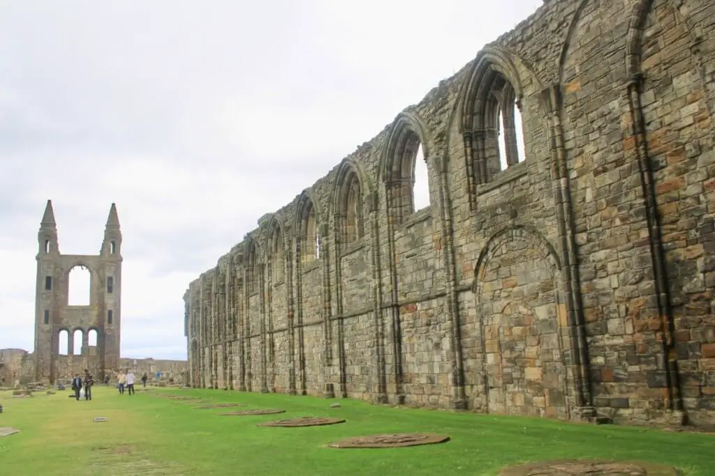 Ruins of St. Andrews Cathedral, including wall and towers