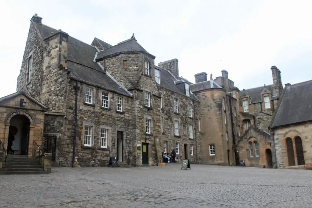 Courtyard at Stirling Castle with stone buildings