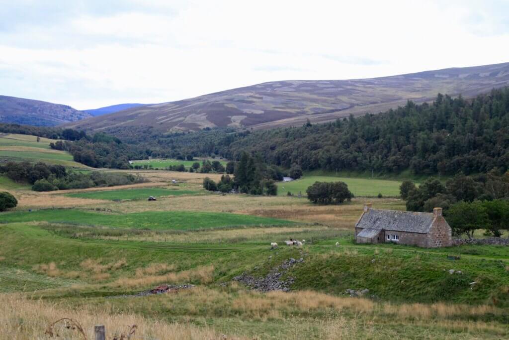 Stone farmstead tucked into green hills and forest 