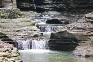 Three-tiered small waterfall
