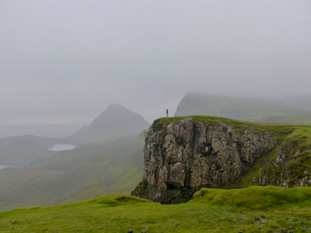 Gwen alone on mountain in the Quiraing