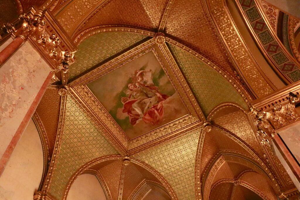 Gold-plated ceiling inside Hungarian Parliament Building