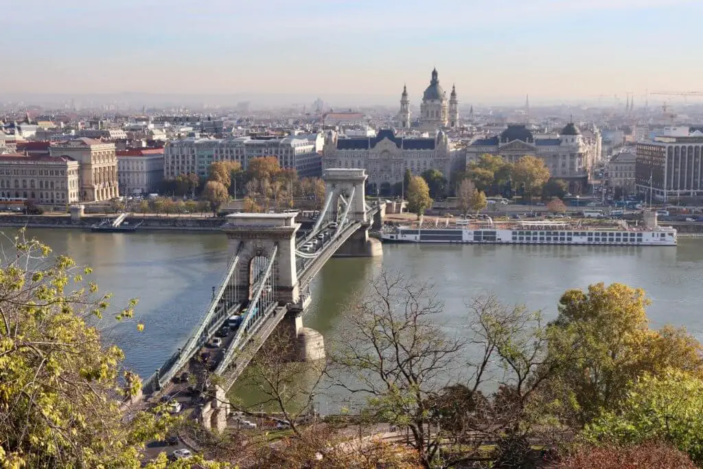 The Chain Bridge and St. Stephen's Basilica from the Royal Palace