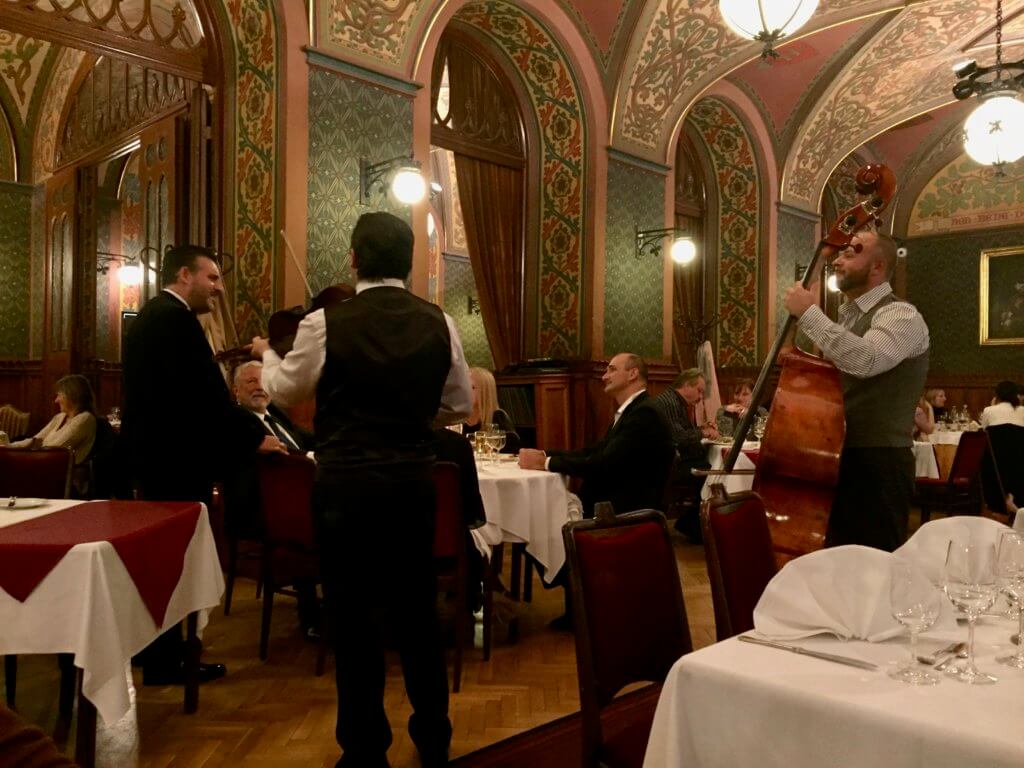 Interior of Karpatia Restaurant with string band