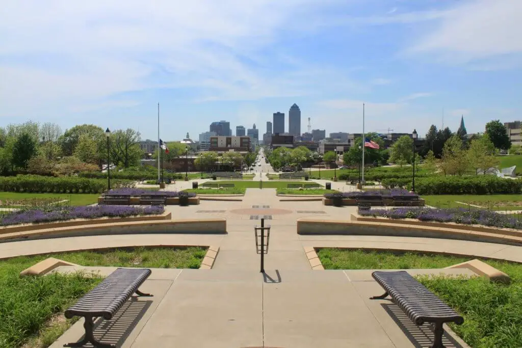 View of downtown Des Moines from the Iowa Capitol Building