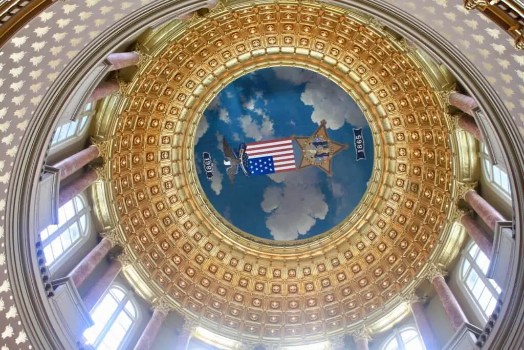 The interior of the dome of the Iowa Capitol Building