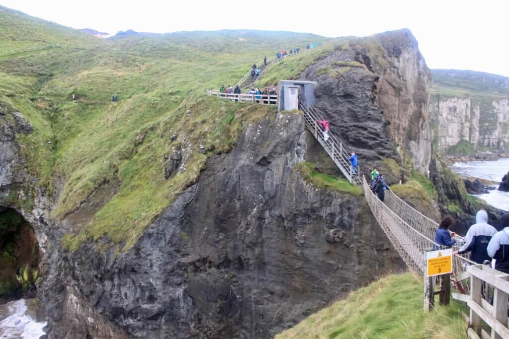 Carrick-a-Rede rope bridge spanning between cliffs