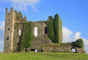 Ruins of Ballycarbery Castle covered in ivy