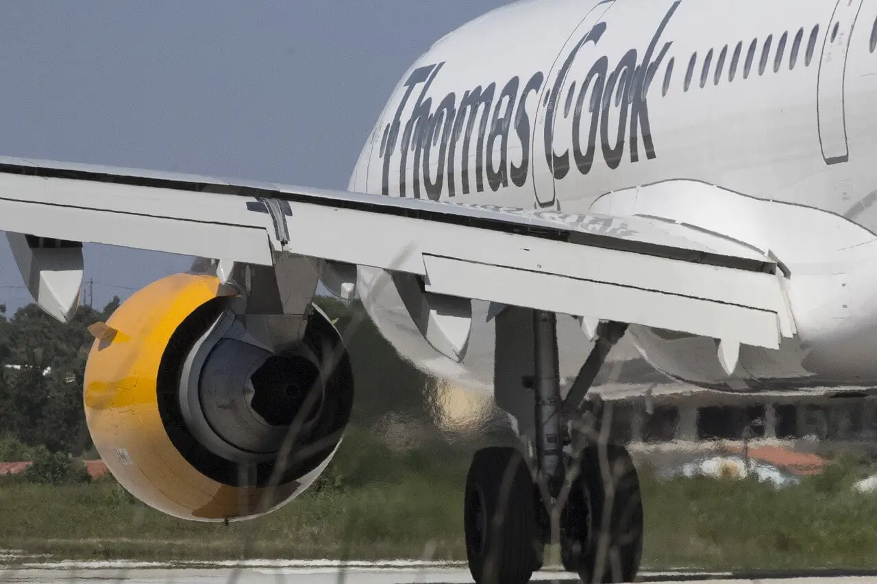 Side view of Thomas Cook airplane