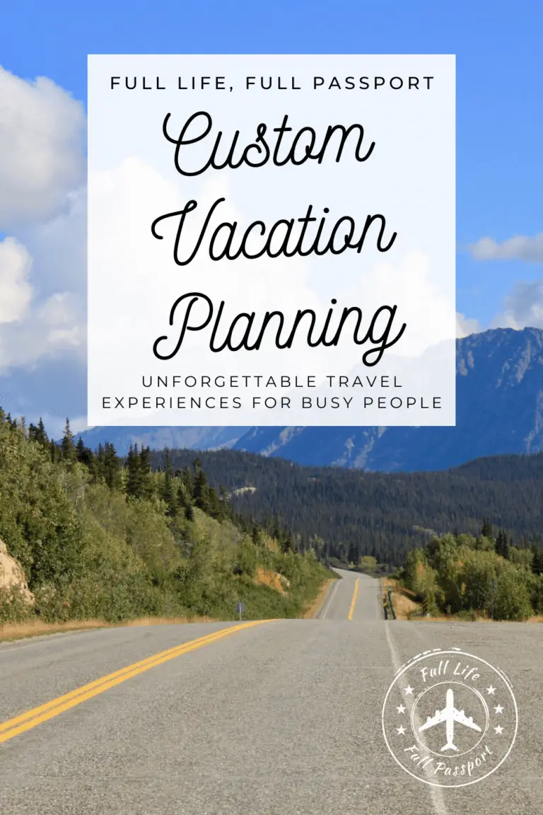 Custom Vacation Planning graphic with winding mountain road in the background