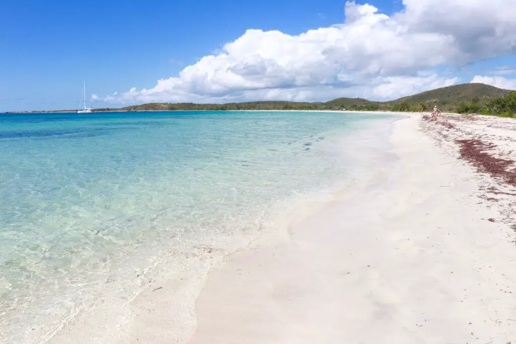 Calm, clear water and white sand on Playa La Chiva beach in Vieques