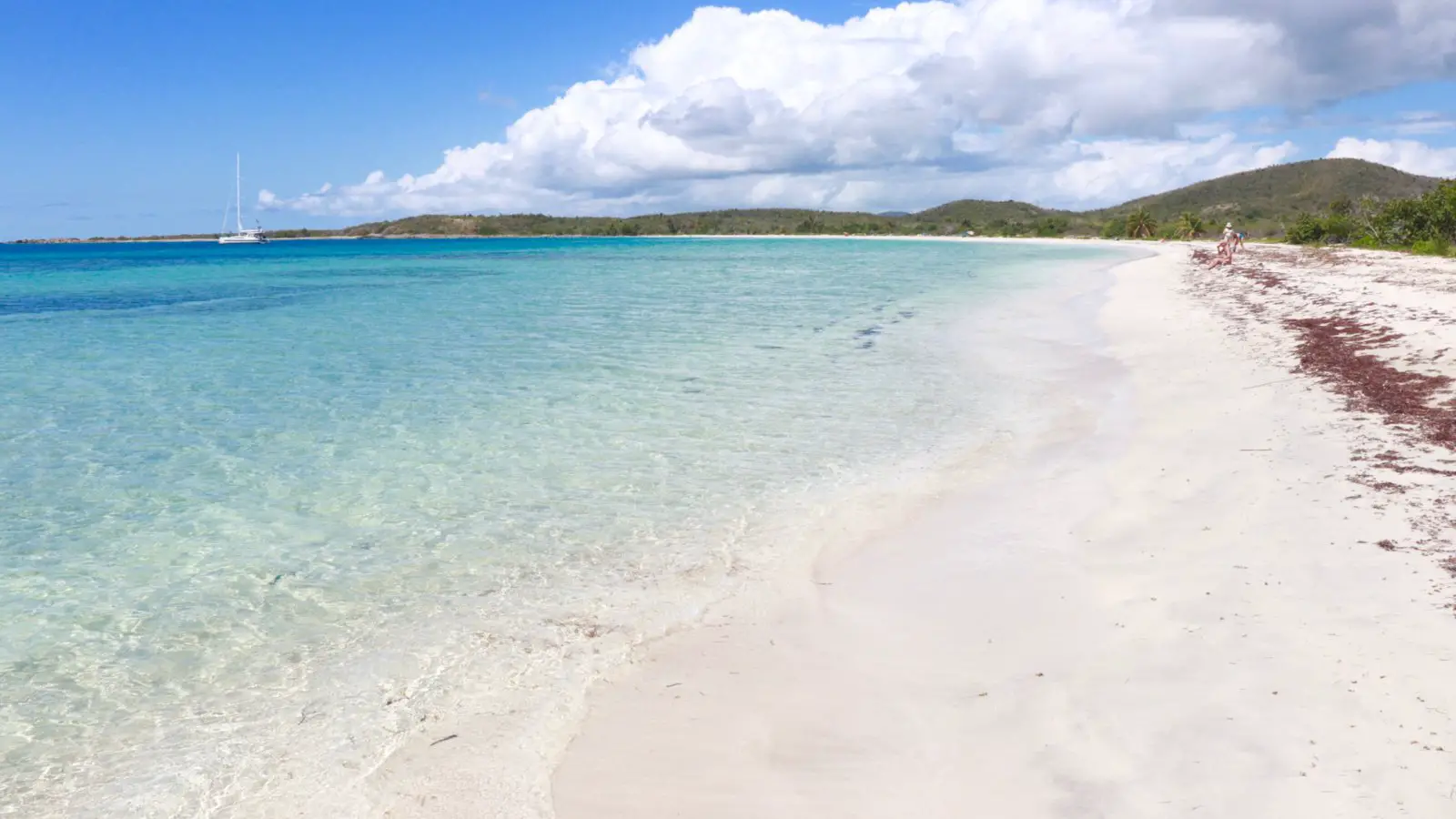 Calm, clear water and white sand on Playa La Chiva beach in Vieques