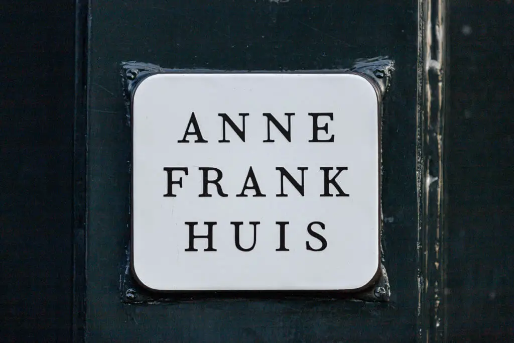 Placard at Anne Frank House