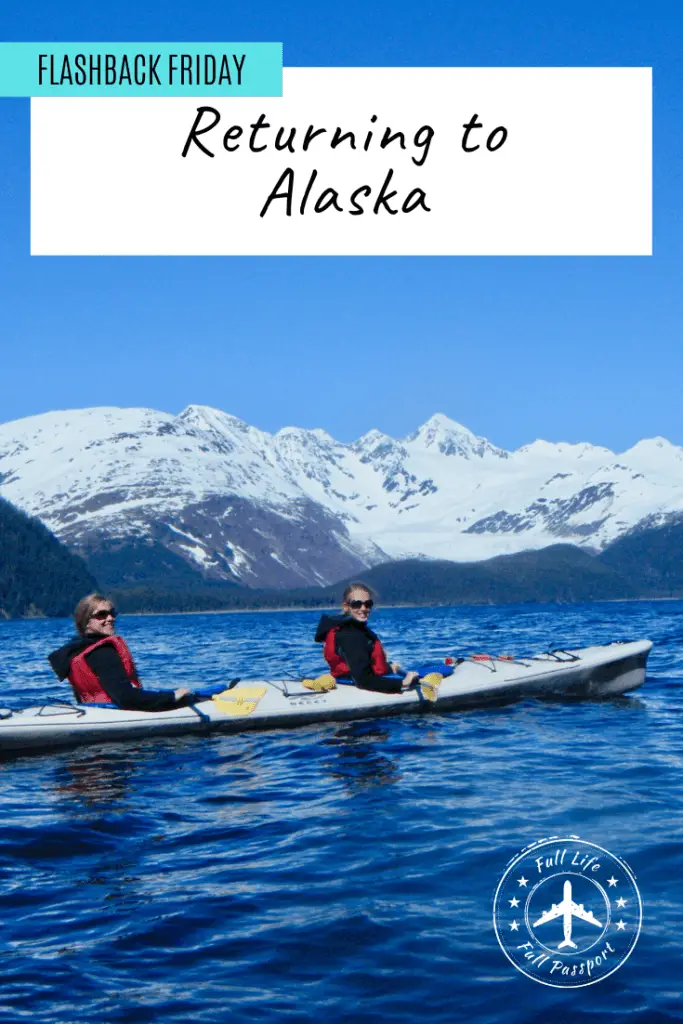 Article graphic featuring Gwen and a friend kayaking in front of snow-capped mountains