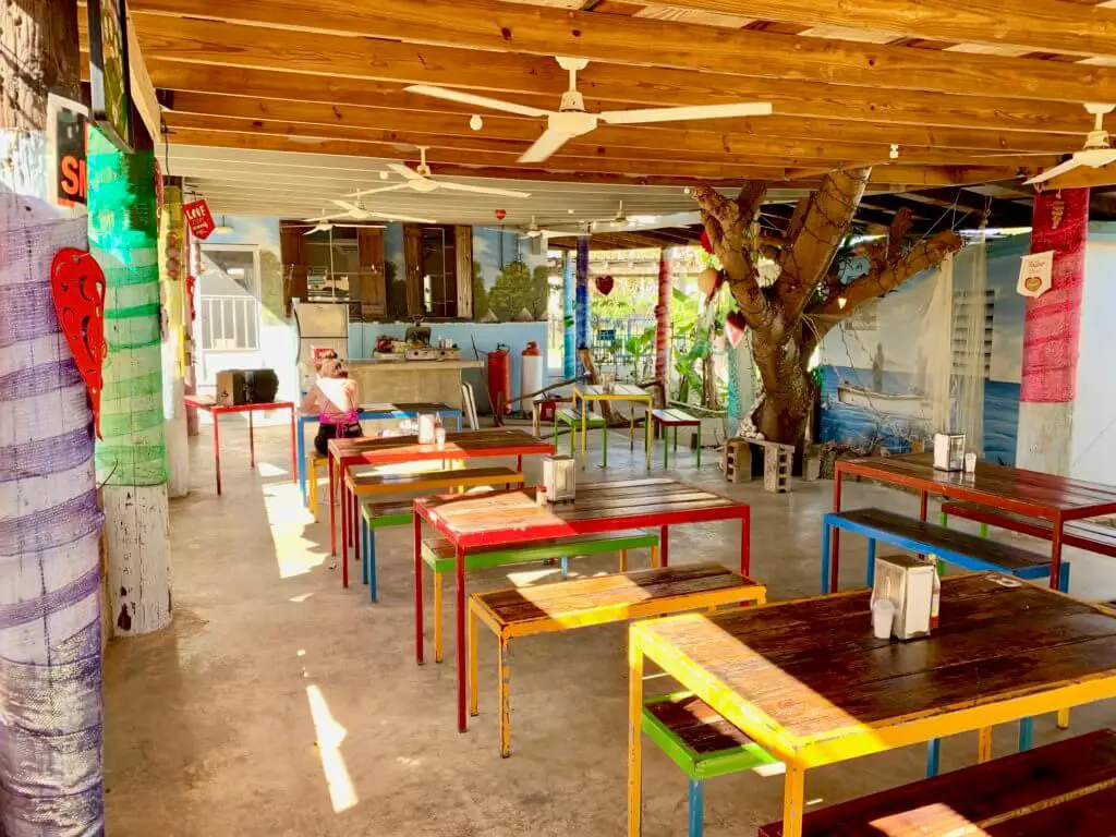 Open-air dining area of Rancho Choli on Vieques