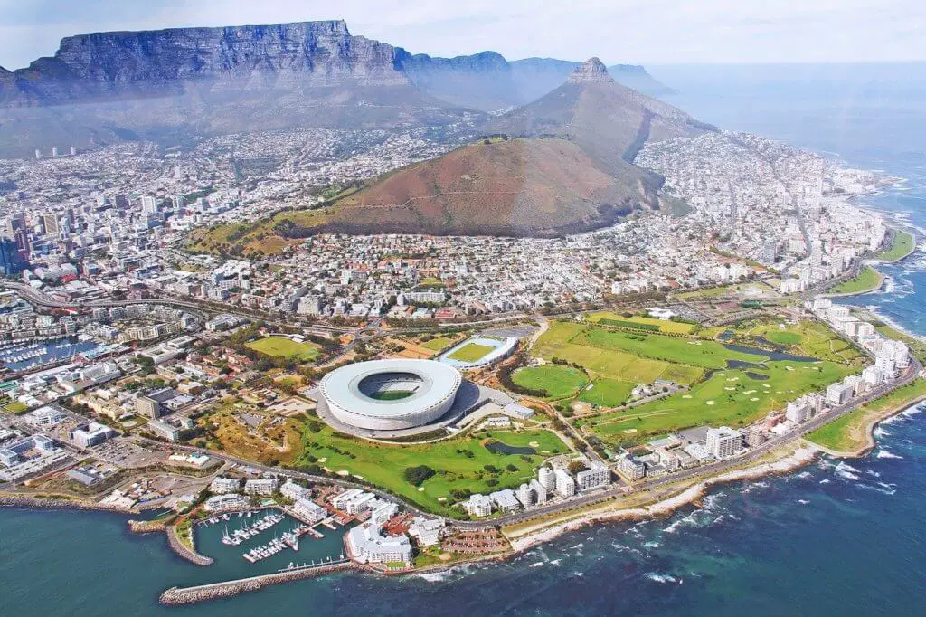 Aerial view of Cape Town South Africa