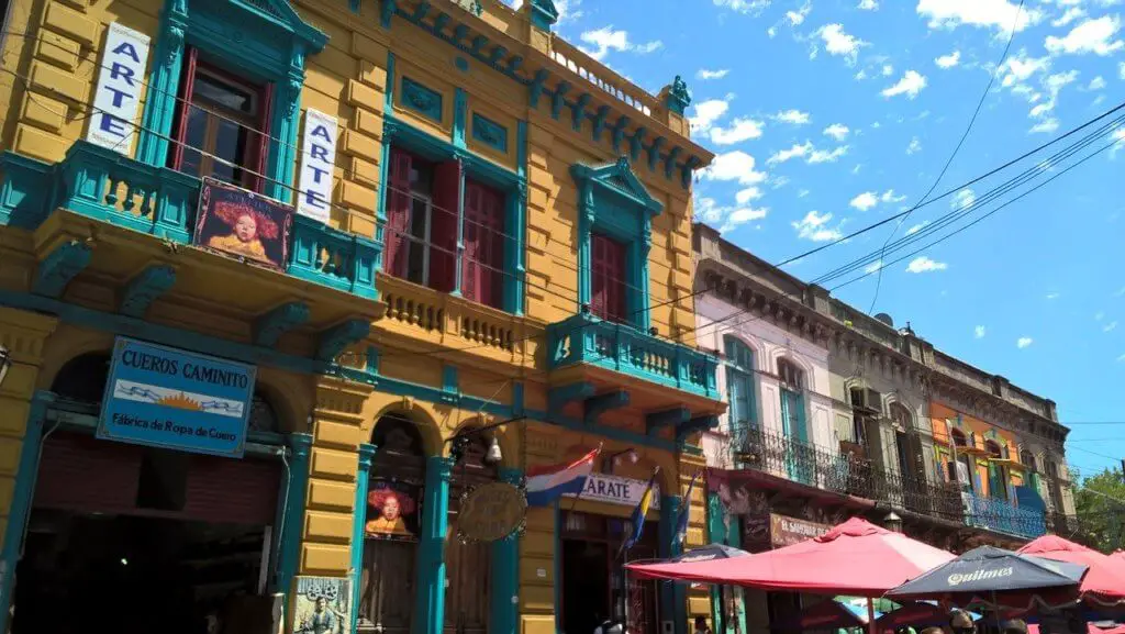 Colorful buildings in the La Boca neighborhood of Buenos Aires, Argentina