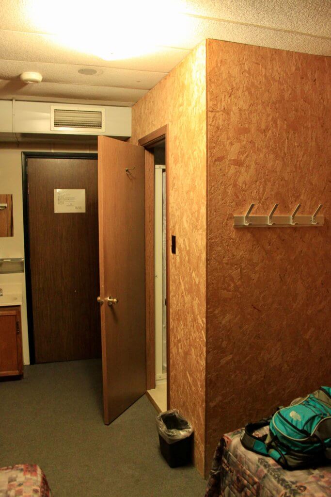 Bathroom in Gwen's bedroom constructed out of plywood