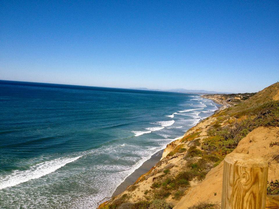 The ocean and cliffs at Torrey Pines, one of the best hikes in San Diego