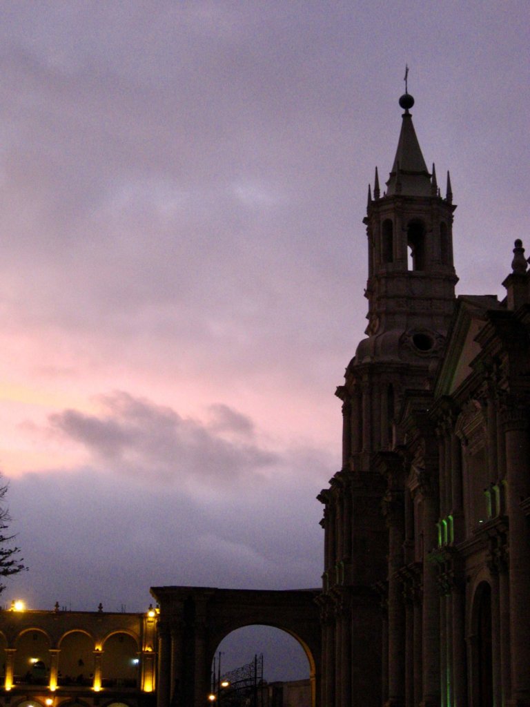 Sunset over the white city of Arequipa