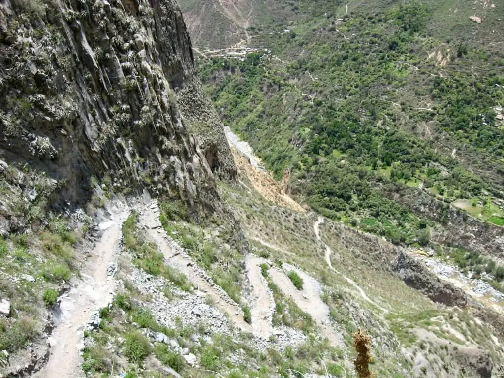 Switchbacks descending into Colca Canyon