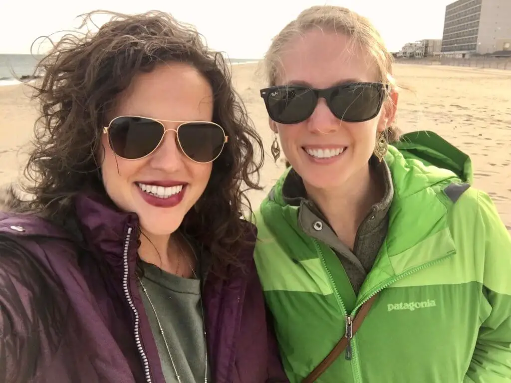 Gwen and her friend Emily visiting Rehoboth Beach during the off-season