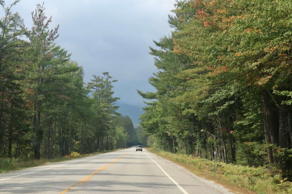 Driving the Kancamagus Highway through New Hampshire on our first family road trip