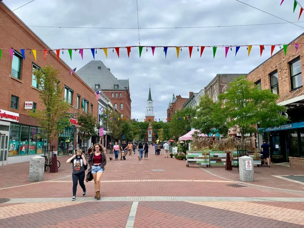 Pedestrian street of the Church Street Marketplace in Burlington, VT