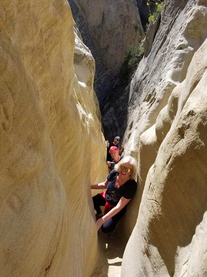 Squeezing through a slot canyon