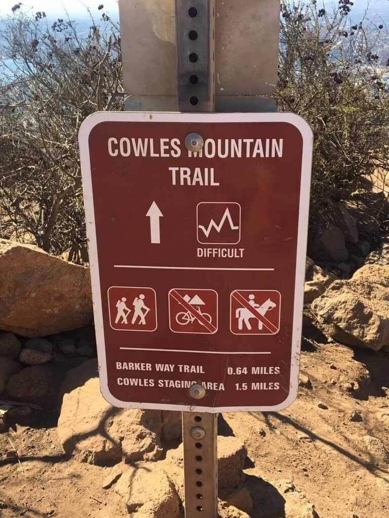 Cowles Mountain Trail sign