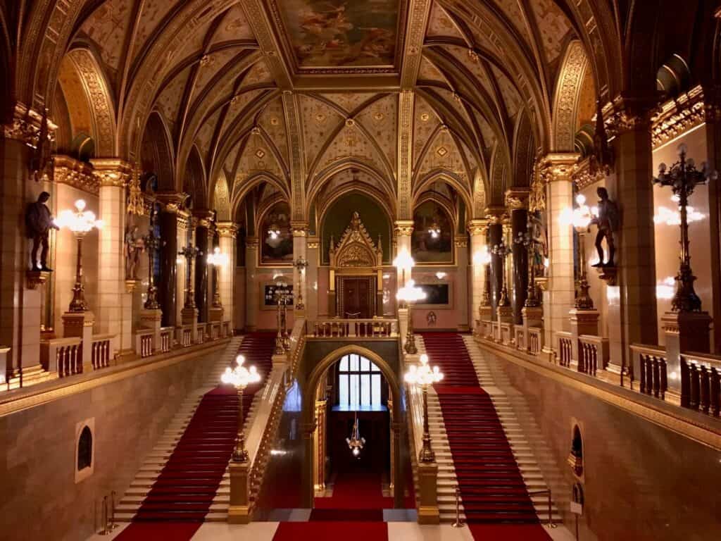 Grand Stairway in Hungarian Parliament Building