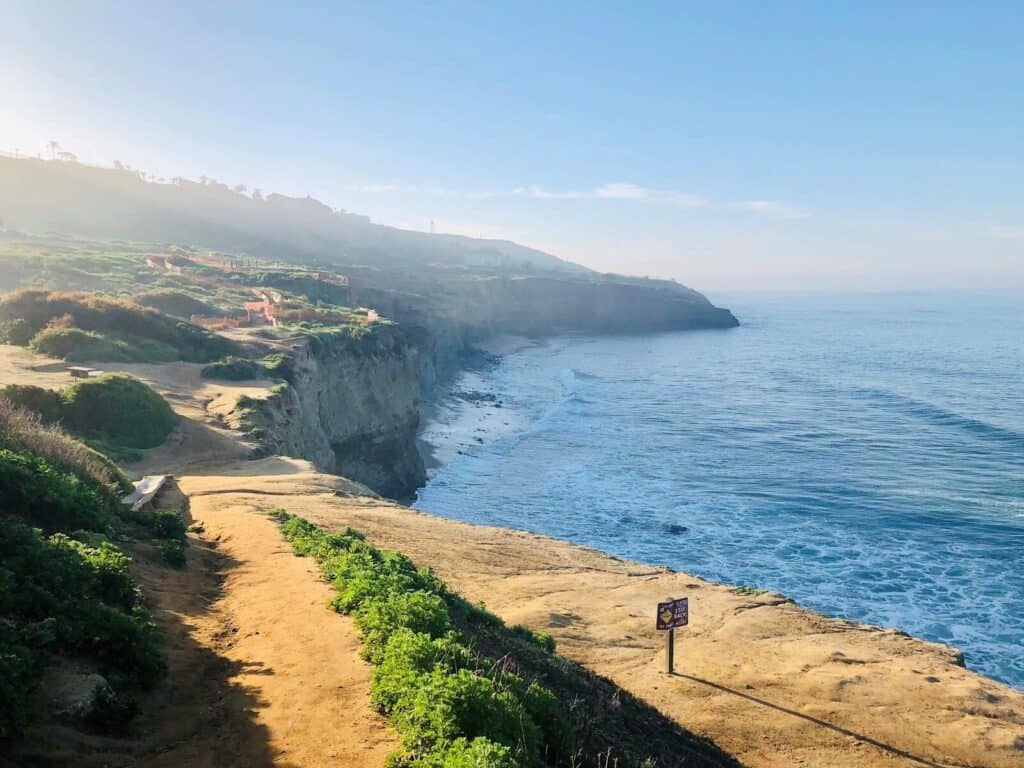 Beautiful trail along the cliffs with the ocean below